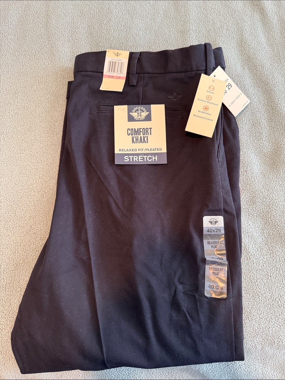 Dockers Comfort Khaki Stretch Relaxed Fit Pants - Navy Blue